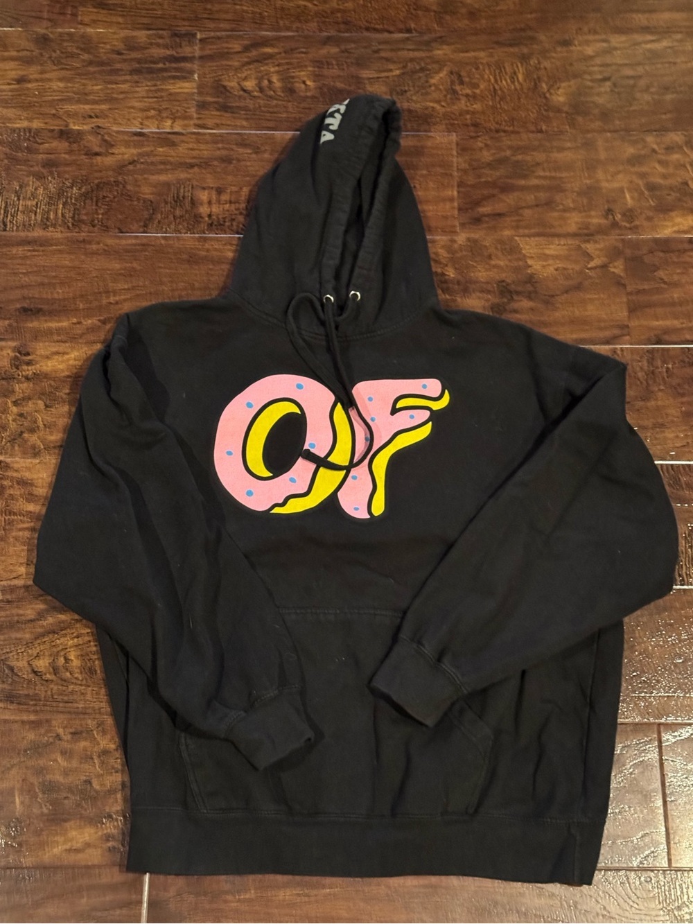 Odd Future Classic Logo Black Hoodie OFWGKTA Donut Graphic Sweatshirt Size XL